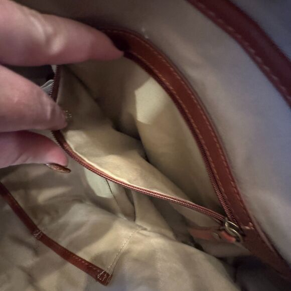 Lucky Brand Key West Dark Denim Blue Tote Bag Banana Print Tassels Purse Handbag - Picture 10 of 12